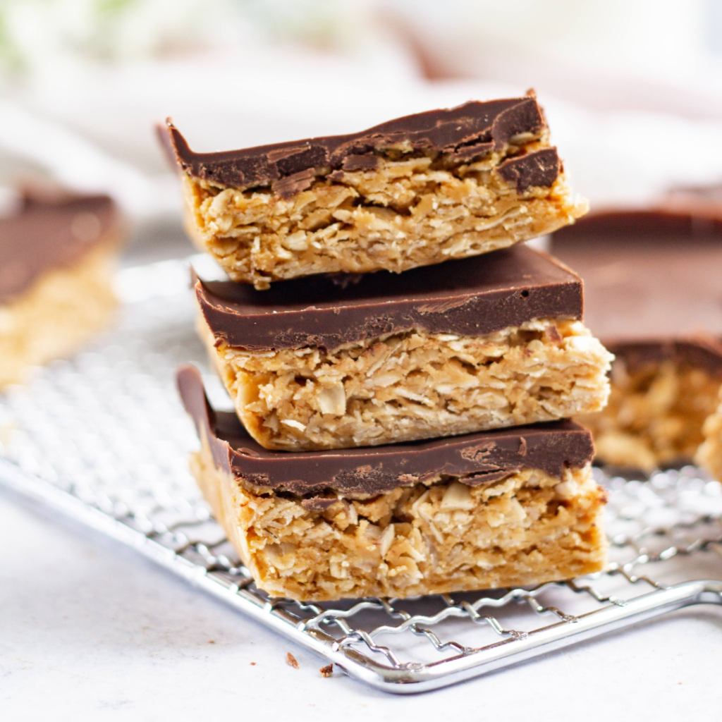 No Bake Chocolate Peanut Butter Oatmeal Bars - Caitlin's Table