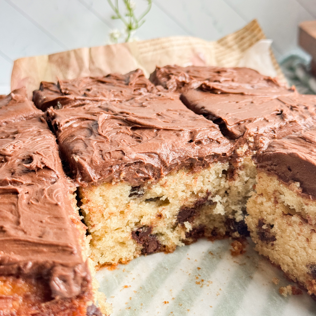 Chocolate-Chip-Snack Cake-with-Chocolate-Frosting